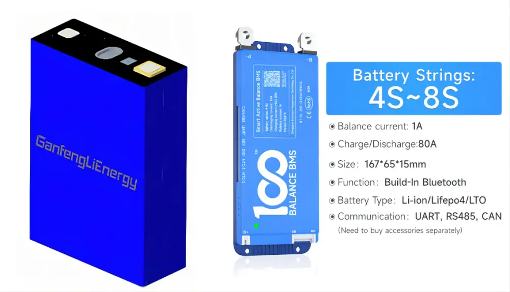 GFL 3.2V314Ah lifepo4 batteries and 4S100A BMS